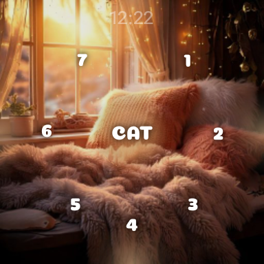 Actual watch app — Cat's warm window scene with temporary profile name and gesture labels