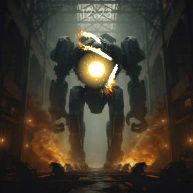 Actual watch app — Mech-Pilot's mechanical scene with a glowing reactor effect