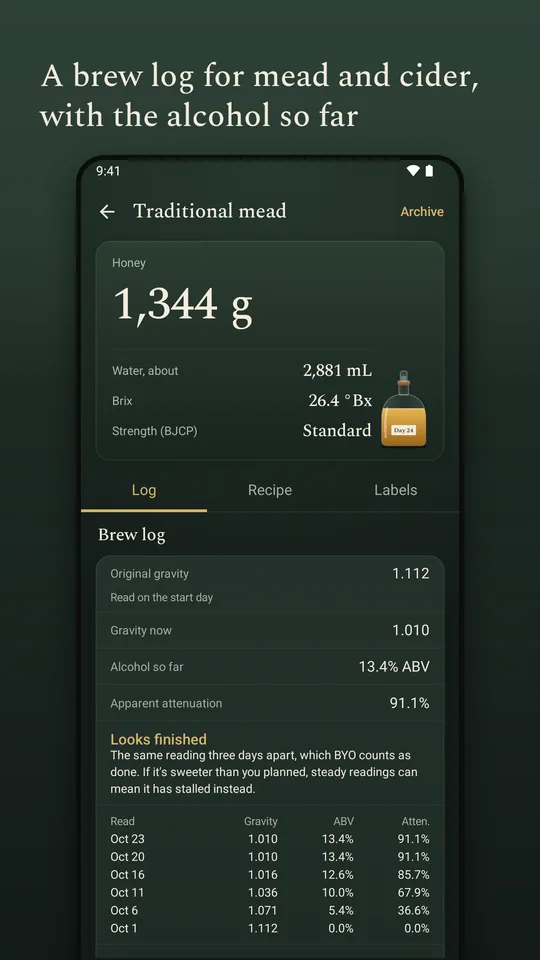 A brew log for mead and cider