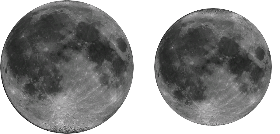 The nearest and farthest full Moons, the nearest visibly larger