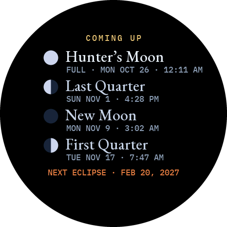 Coming up card