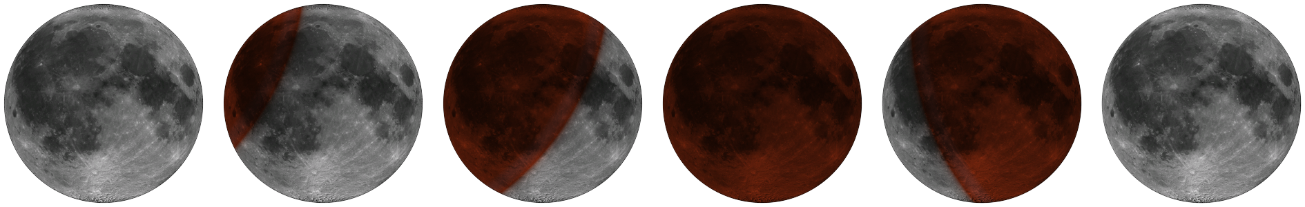 The total lunar eclipse of 7 September 2025, from first contact through totality, rendered by Lunaria