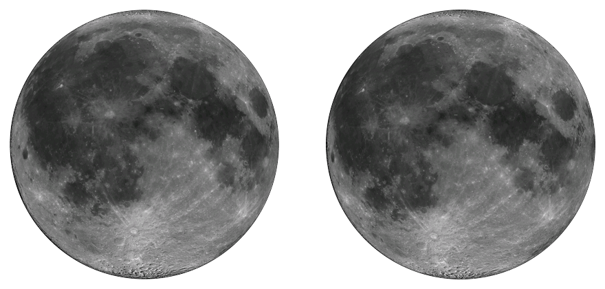 Two full moons with opposite libration