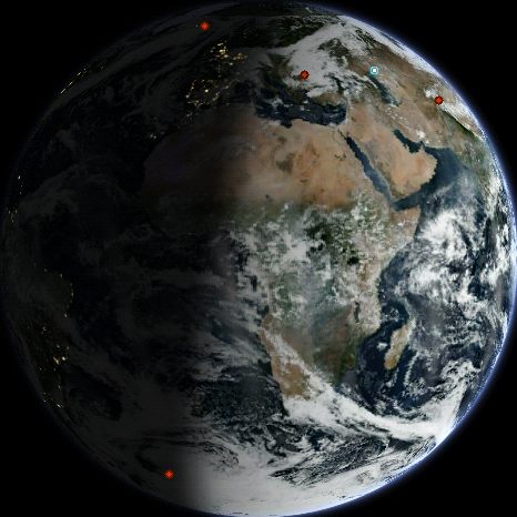 The real day/night line on the globe